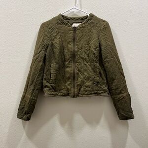 Anthropologie Hei Hei quilted riding jacket size medium olive green full zip
